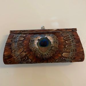 Stunning Peacock Feather Evening Clutch